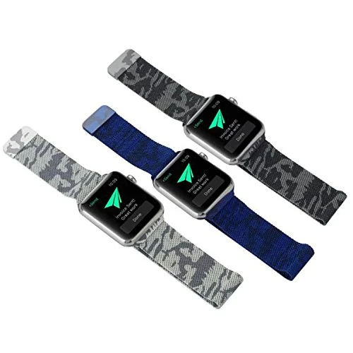 Ally Apple Watch 7-8 45mm 6-5-4 44mm Kayış Kordon Metal Milano Loop Kamuflaj 3-2-1 42mm-(5775) - Kamuflaj Gri