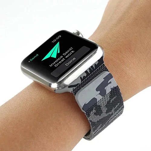 Ally Apple Watch 7-8 45mm 6-5-4 44mm Kayış Kordon Metal Milano Loop Kamuflaj 3-2-1 42mm-(5775) - Kamuflaj Gri