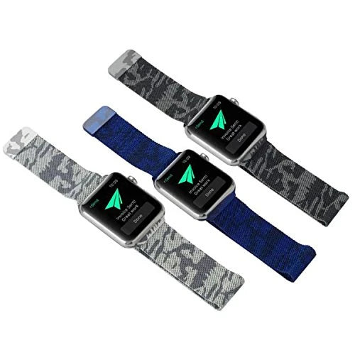Ally Apple Watch 7-8 45mm 6-5-4 44mm Kayış Kordon Metal Milano Loop Kamuflaj 3-2-1 42mm-(5775) - Kamuflaj Gri