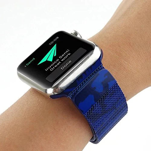 Ally Apple Watch 7-8 45mm 6-5-4 44mm Kayış Kordon Metal Milano Loop Kamuflaj 3-2-1 42mm-(5775) - Kamuflaj Gri