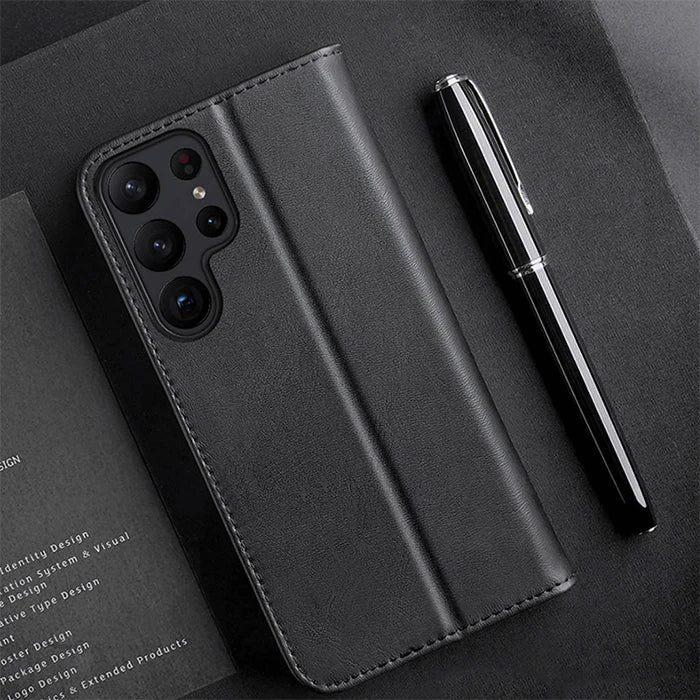 Dux Ducis SM Galaxy S23 Kılıf Mıknatıslı Cüzdanlı Deri Kılıf Hivo Series-(5775) - Kırmızı