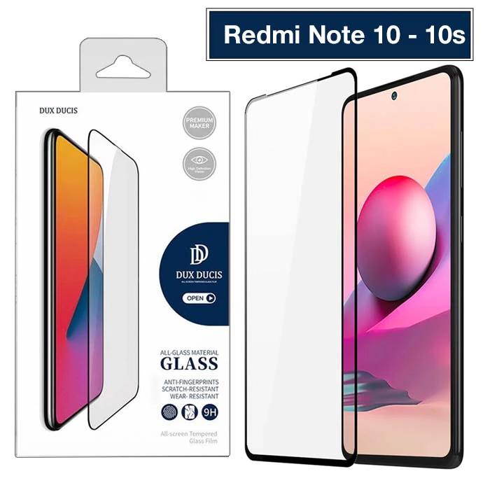 Dux Ducis Full Kaplama Redmi Note 10 Note 10S Cam Ekran Koruyucu-(5775) - Siyah