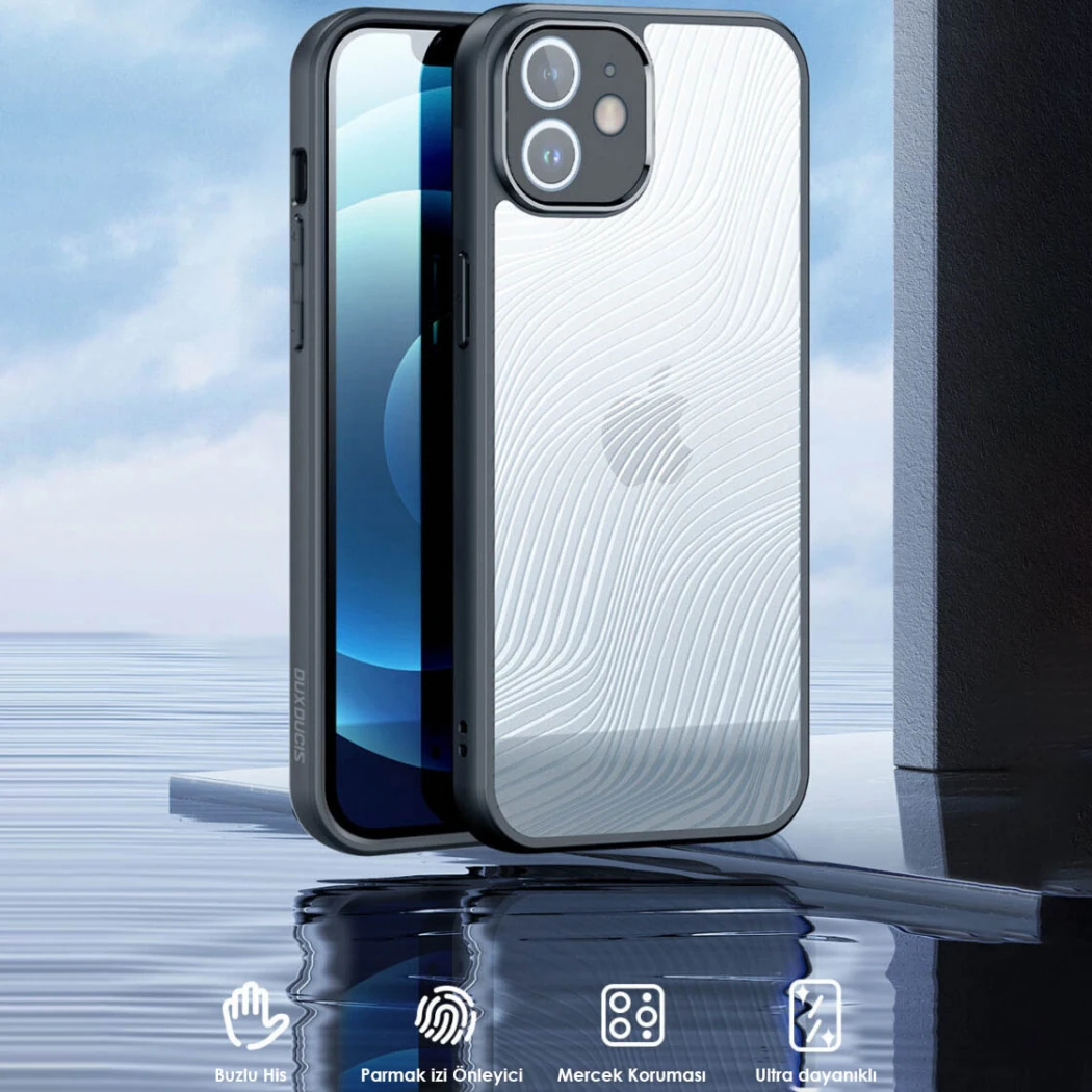 Dux Ducis iPhone 12 Aimo Series Premium Buzlu Sert PC-TPU Kılıf-(5775) - Siyah