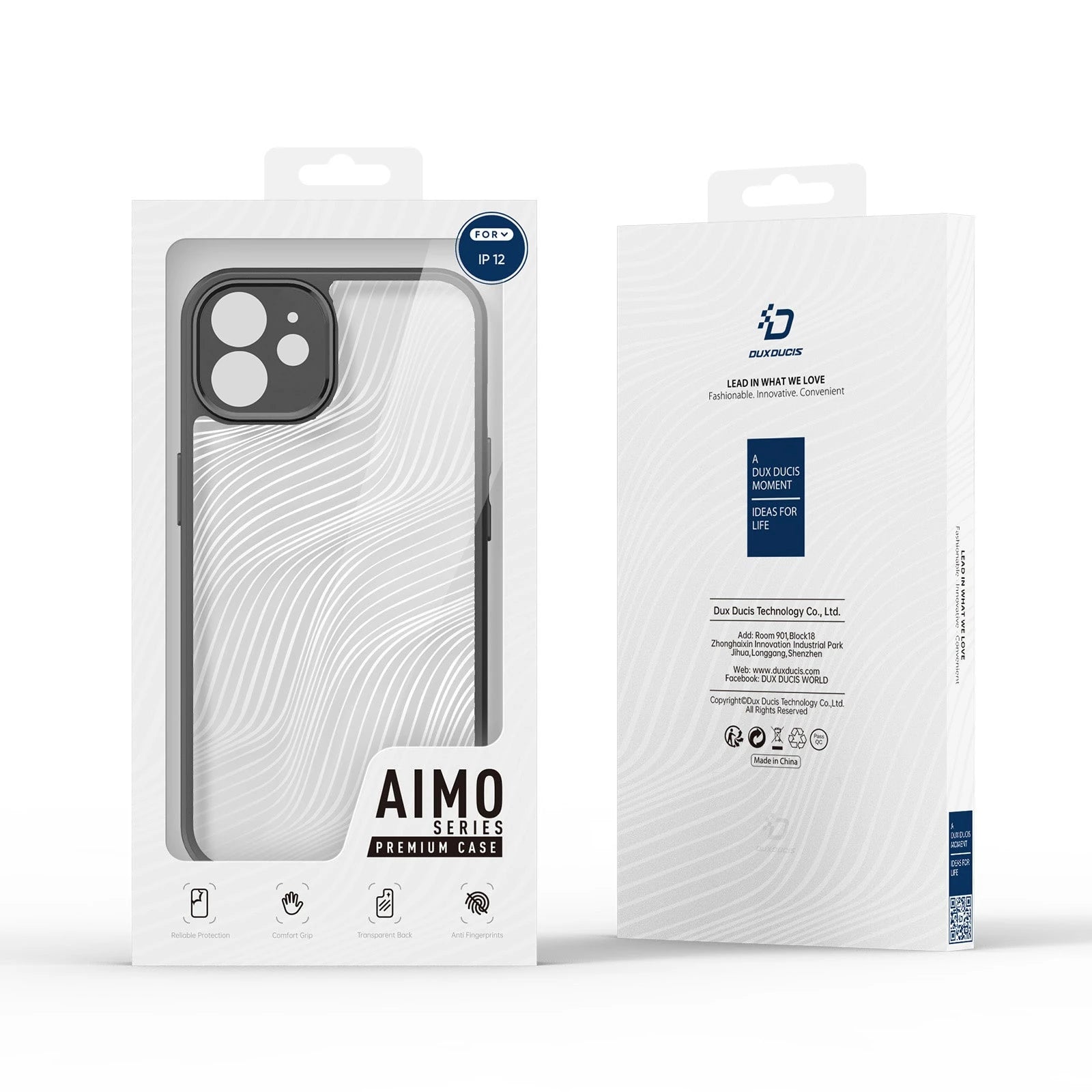 Dux Ducis iPhone 12 Aimo Series Premium Buzlu Sert PC-TPU Kılıf-(5775) - Siyah