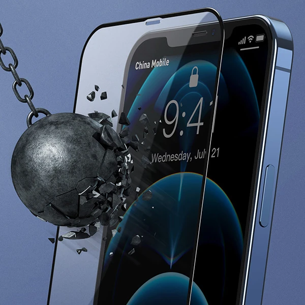 Baseus İPhone 12 Mini Ekran Koruyucu 0.3MM Full Anti Blue Light Tempered Cam Ekran Koruyucu 2Adet Se-(5775) - Siyah