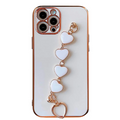Ally iPhone 11 Pro Max 6.5inç Kılıf Kalp Bileklik Tutuculu Lüx Silikon Askılı Kılıf-(5775) - Pembe