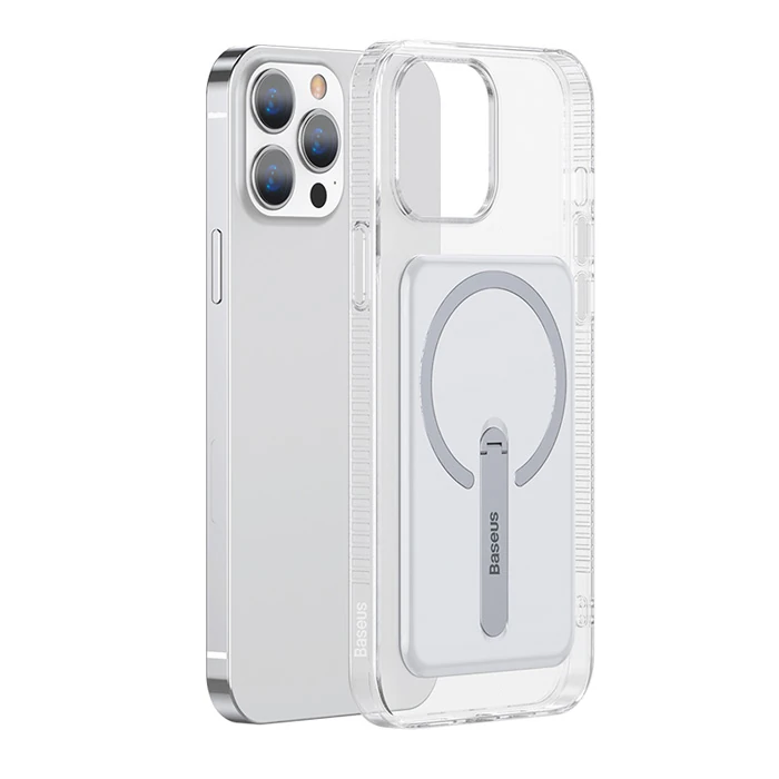Baseus iPhone 13 Pro Max 6.7 Manyetik Magsafe Standlı Silikon Kılıf-(5775) - Şeffaf 2