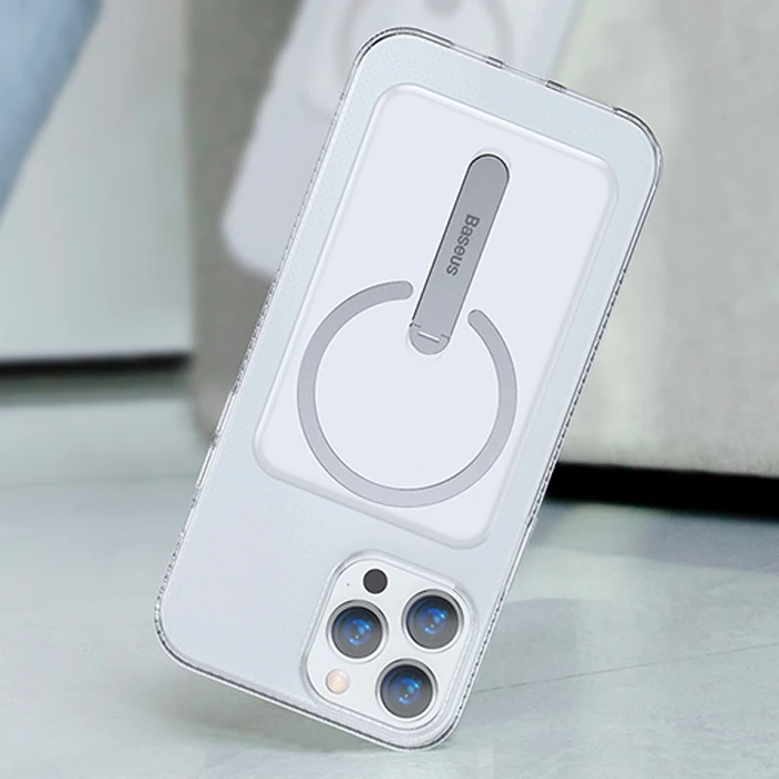 Baseus iPhone 13 Pro Max 6.7 Manyetik Magsafe Standlı Silikon Kılıf-(5775) - Şeffaf 2