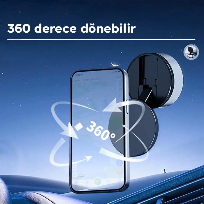 Ally 360° Ayarlanabilir Vakumlu Araç Oto Telefon Tutucu-(5775) - Gri