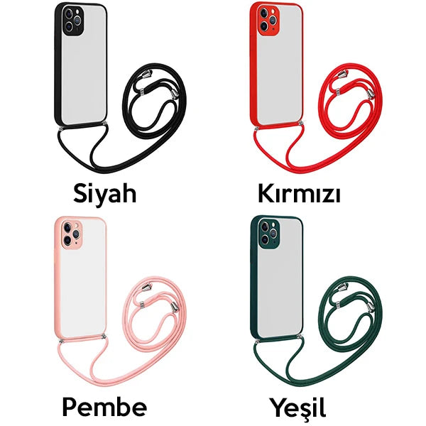 ALLY iPhone 11 Pro Max 6.7 Askılı Koruyucu Silikon Kılıf-(5775) - Pembe
