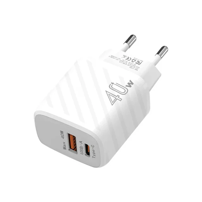 ALLY TE-PD08 40W Type-C + USB QC3.0 PD Hızlı Şarj Adaptörü Şarj Başlığı-(5775) - Beyaz