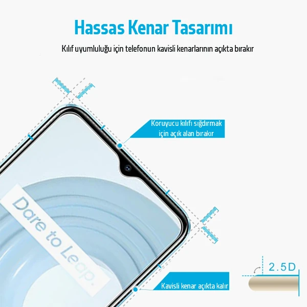 Ally OPPO Realme C21 Tempered Cam Ekran Koruyucu-(5775) - Şeffaf 2