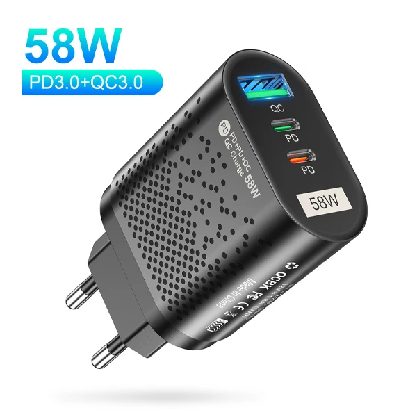 USLİON PD 58W USB + Type-c Hızlı Şarj Başlığı-(5775) - Siyah
