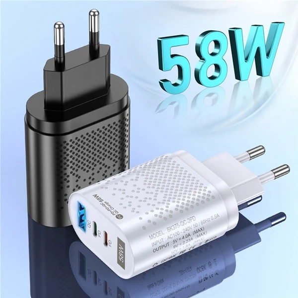 USLİON PD 58W USB + Type-c Hızlı Şarj Başlığı-(5775) - Siyah