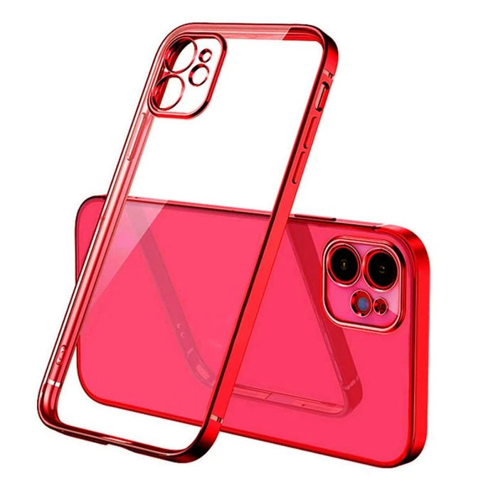 iPhone 11 6.1inç Renkli Kenar Şeffaf Kılıf Kamera Korumalı Silikon Kılıf-(5775) - Gümüş
