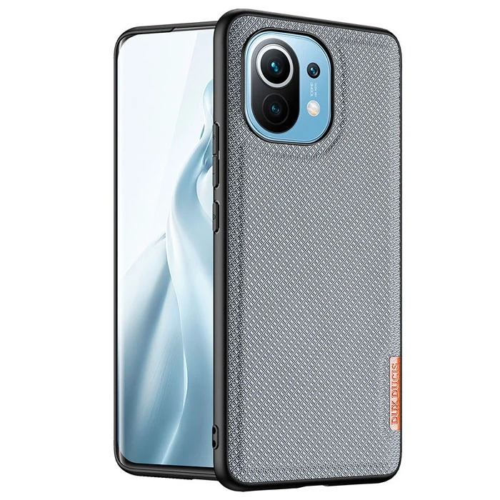 Dux Ducis Fino Serisi Xiaomi Mi 11 Kılıf Premium Dokuma Silikon Kılıf-(5775) - Siyah