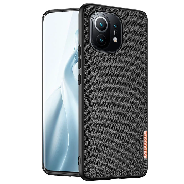 Dux Ducis Fino Serisi Xiaomi Mi 11 Kılıf Premium Dokuma Silikon Kılıf-(5775) - Siyah