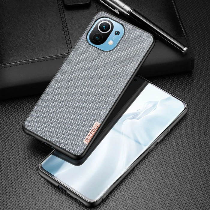 Dux Ducis Fino Serisi Xiaomi Mi 11 Kılıf Premium Dokuma Silikon Kılıf-(5775) - Siyah