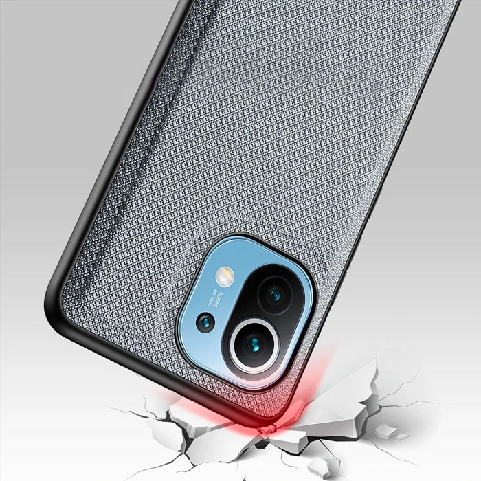 Dux Ducis Fino Serisi Xiaomi Mi 11 Kılıf Premium Dokuma Silikon Kılıf-(5775) - Siyah
