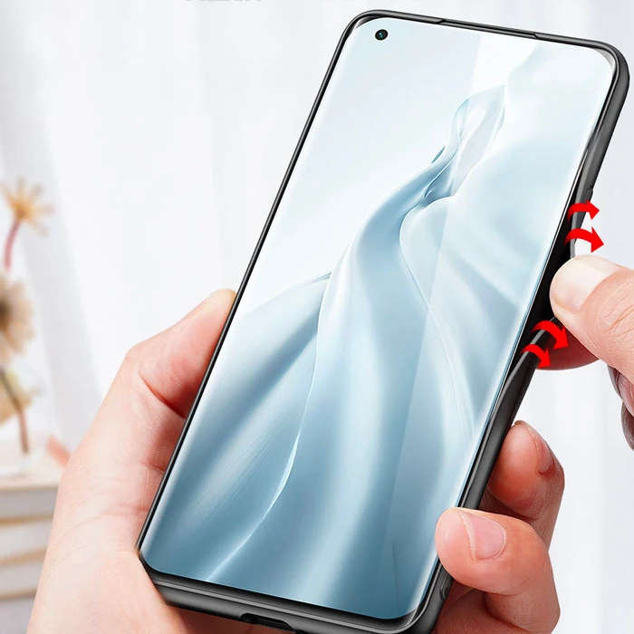 Dux Ducis Fino Serisi Xiaomi Mi 11 Kılıf Premium Dokuma Silikon Kılıf-(5775) - Siyah