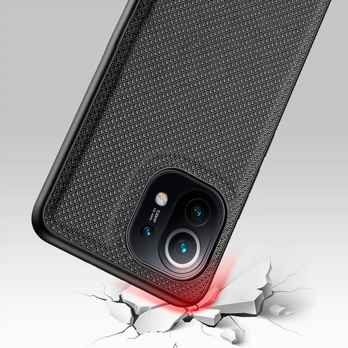 Dux Ducis Fino Serisi Xiaomi Mi 11 Kılıf Premium Dokuma Silikon Kılıf-(5775) - Siyah