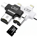 Card Reader 4in1 Type-C- İphone Lightning-Micro Usb Hafıza Kart Okuyucu-(5775) - Siyah
