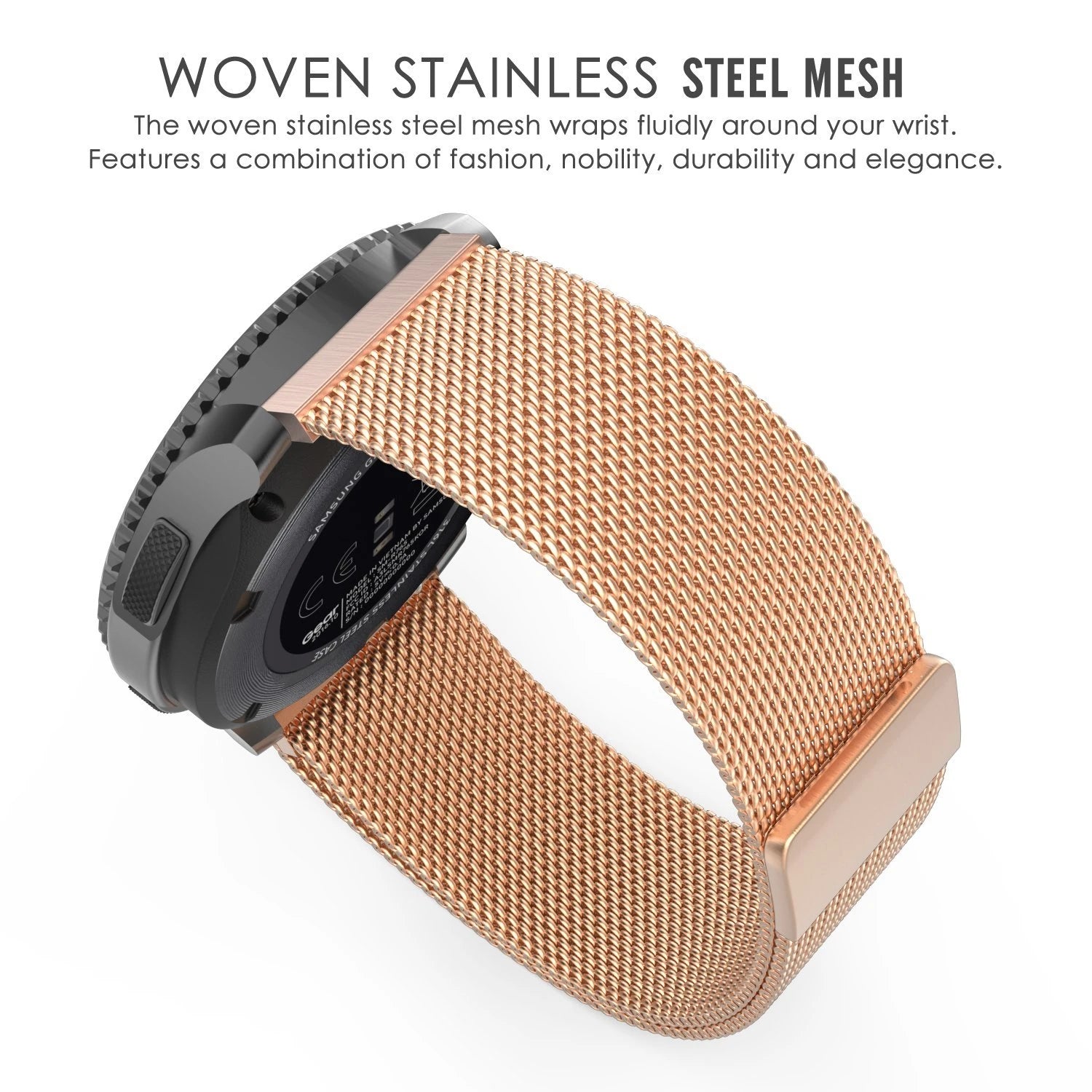 22MM Gear S3 Watch 4 -GT2 GT2E 46MM KayışKordon Metal Milano Loop-(5775) - Gold