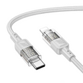 Hoco U129 Transparan Type-C to Lightning  Data ve Şarj Kablosu 1m-(5775) - Gri