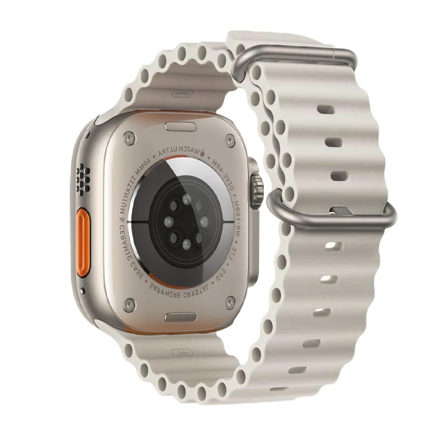 Ally Apple Watch 7-8 45mm 6-5-4 44mm Watch Ultra 49mm Marine Silikon Kayış Kordon 3-2-1 42mm-(5775) - Açık Gri
