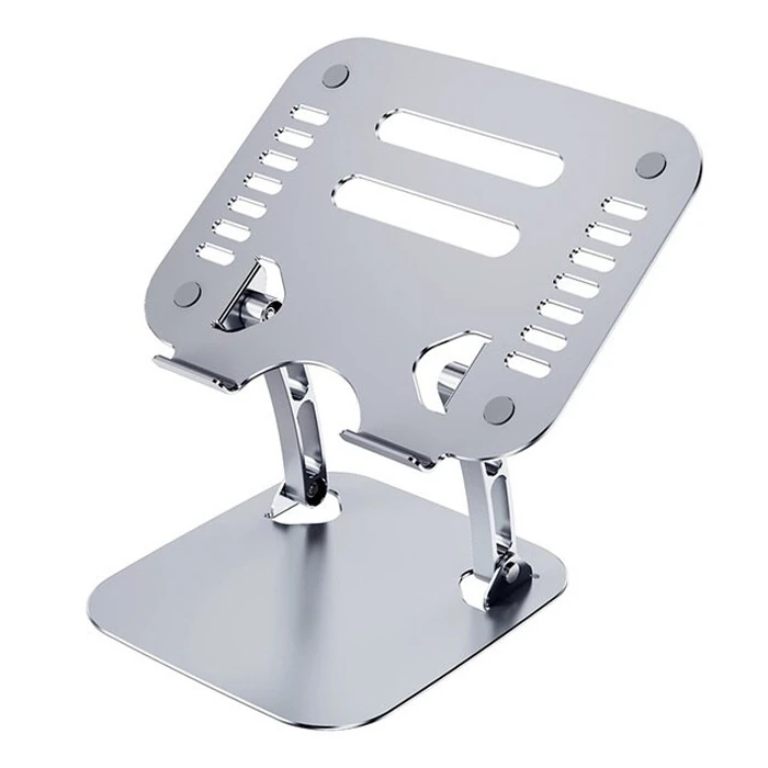 Ally  T602 Ayarlanabilir Katlanır Isı Havalandırmalı Alüminyum Laptop Standı-(5775) - Gümüş