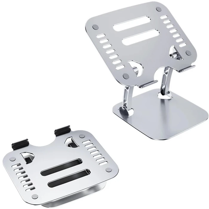 Ally  T602 Ayarlanabilir Katlanır Isı Havalandırmalı Alüminyum Laptop Standı-(5775) - Gümüş
