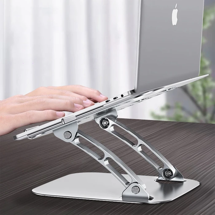Ally  T602 Ayarlanabilir Katlanır Isı Havalandırmalı Alüminyum Laptop Standı-(5775) - Gümüş