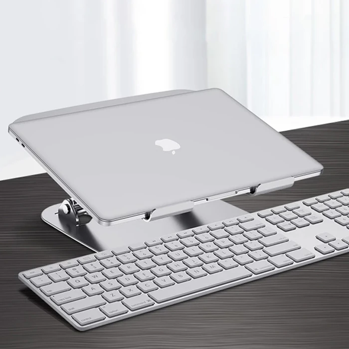 Ally  T602 Ayarlanabilir Katlanır Isı Havalandırmalı Alüminyum Laptop Standı-(5775) - Gümüş