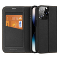Dux Ducis iPhone 14 Pro 6.1 Kılıf Skin X2 Series PU Deri Manyetik Kapaklı Kılıf Magnetic Folio Case-(5775) - Siyah