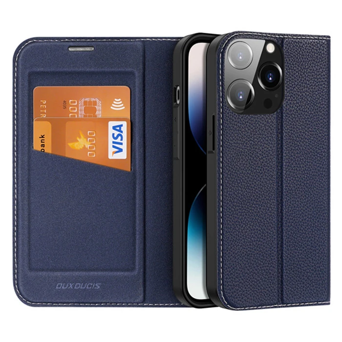 Dux Ducis iPhone 14 Pro 6.1 Kılıf Skin X2 Series PU Deri Manyetik Kapaklı Kılıf Magnetic Folio Case-(5775) - Siyah