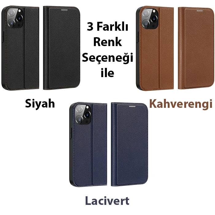 Dux Ducis iPhone 14 Pro 6.1 Kılıf Skin X2 Series PU Deri Manyetik Kapaklı Kılıf Magnetic Folio Case-(5775) - Lacivert
