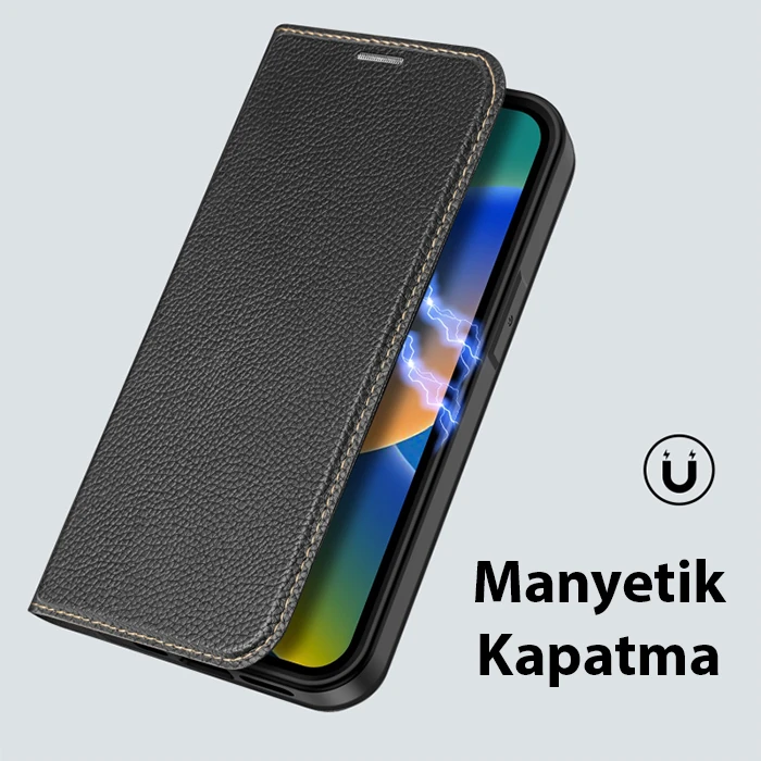 Dux Ducis iPhone 14 Pro 6.1 Kılıf Skin X2 Series PU Deri Manyetik Kapaklı Kılıf Magnetic Folio Case-(5775) - Lacivert