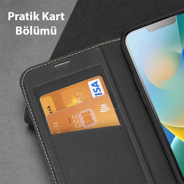 Dux Ducis iPhone 14 Pro 6.1 Kılıf Skin X2 Series PU Deri Manyetik Kapaklı Kılıf Magnetic Folio Case-(5775) - Lacivert