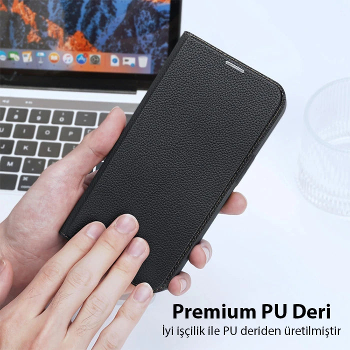 Dux Ducis iPhone 14 Pro 6.1 Kılıf Skin X2 Series PU Deri Manyetik Kapaklı Kılıf Magnetic Folio Case-(5775) - Lacivert