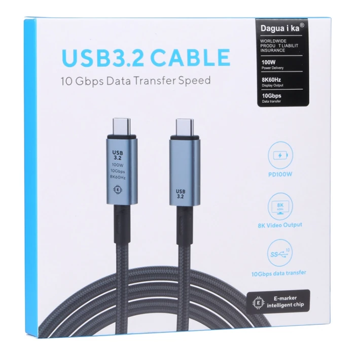 Ally USB 3.2 100W Type-C to Type-C 8K Görüntü-Data ve Ultra Hızlı Şarj Kablosu 1 Metre-(5775) - Siyah
