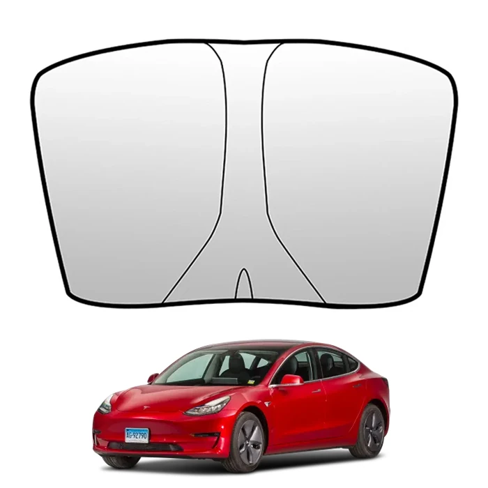 Ally Tesla Model Y Model 3 için Ön Cam Güneşliği Katlanır Ön Pencere Güneşlik-(5775) - Gümüş