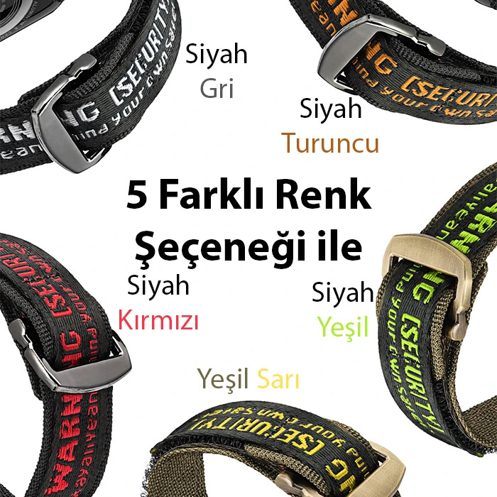 Dux Ducis Apple Watch 42/44/45MM için Kayış Kordon Lylon Loop-(5775) - Yeşil-Sarı