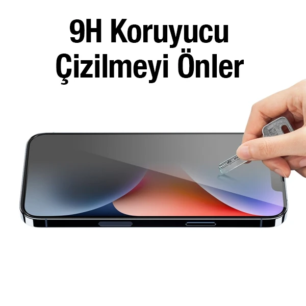 ALLY İPhone 14 Plus 6.7 3D Full Privacy Gizlilik Cam Ekran Koruyucu Anti-Spy-(5775) - Siyah