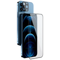 İPhone 12 Pro Max 2İN1 Full Glue Tempered Cam Ekran Koruyucu +Kamera Lens Set-(5775) - Siyah