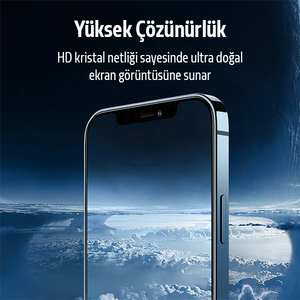 İPhone 12 Pro Max 2İN1 Full Glue Tempered Cam Ekran Koruyucu +Kamera Lens Set-(5775) - Siyah