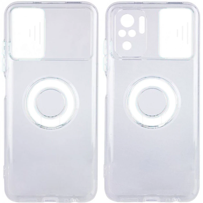Ally Xiaomi Redmi Note 10 - 10s Kılıf Sürgülü Kamera Lens Korumalı Yüzük Standlı Silikon Kılıf-(5775) - Siyah