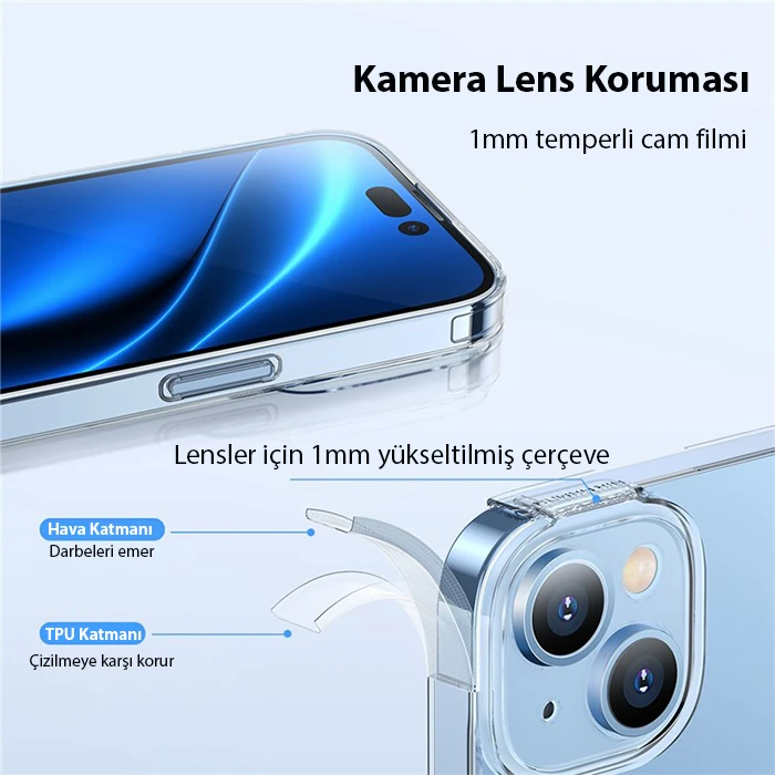 Baseus Simple Case iPhone 14 6.1 Kamera Korumalı İnce Silikon Şeffaf Kılıf-(5775) - Şeffaf 2