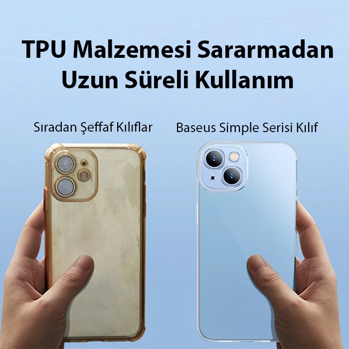 Baseus Simple Case iPhone 14 6.1 Kamera Korumalı İnce Silikon Şeffaf Kılıf-(5775) - Şeffaf 2