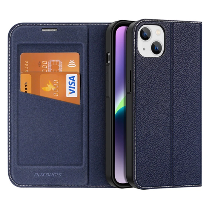 Dux Ducis iPhone 14 Plus 6.7 Kılıf Skin X PU Deri Manyetik Kapaklı Kılıf Magnetic Folio Case-(5775) - Siyah