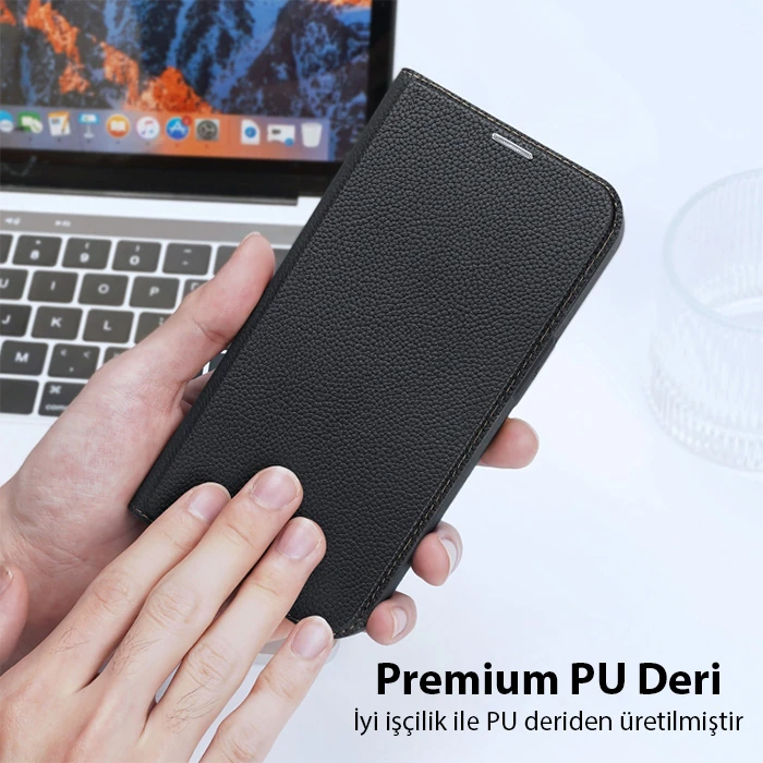 Dux Ducis iPhone 14 Plus 6.7 Kılıf Skin X PU Deri Manyetik Kapaklı Kılıf Magnetic Folio Case-(5775) - Lacivert